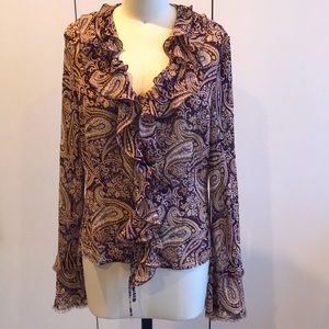 Lucky Brand sheer paisley blouse NWOT